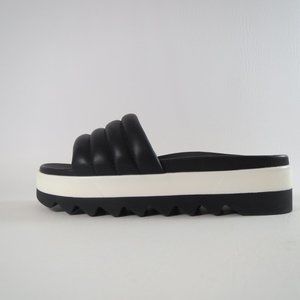 NEW Black Leather Cougar Prato Platform Slide Sandal NWT Original Box